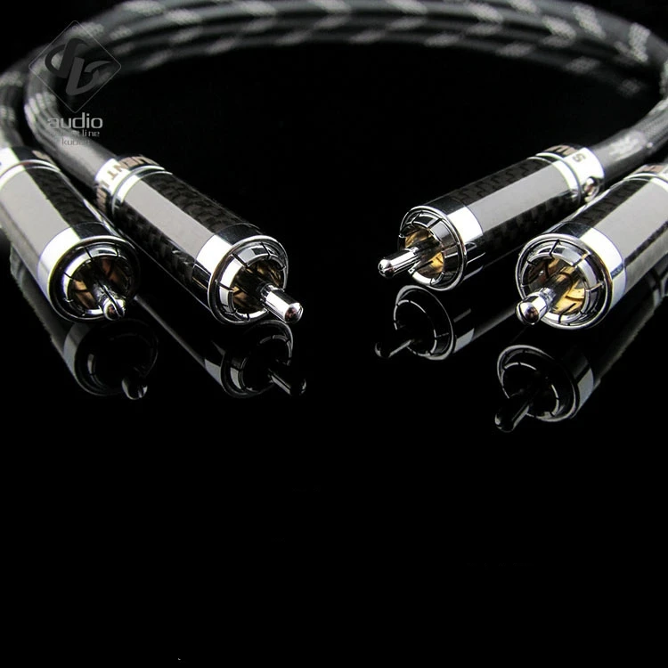 

2PCS Custom SLK-KA14 7N high purity copper audio signal cable XLR carbon fiber rhodium plated RCA lotus plug