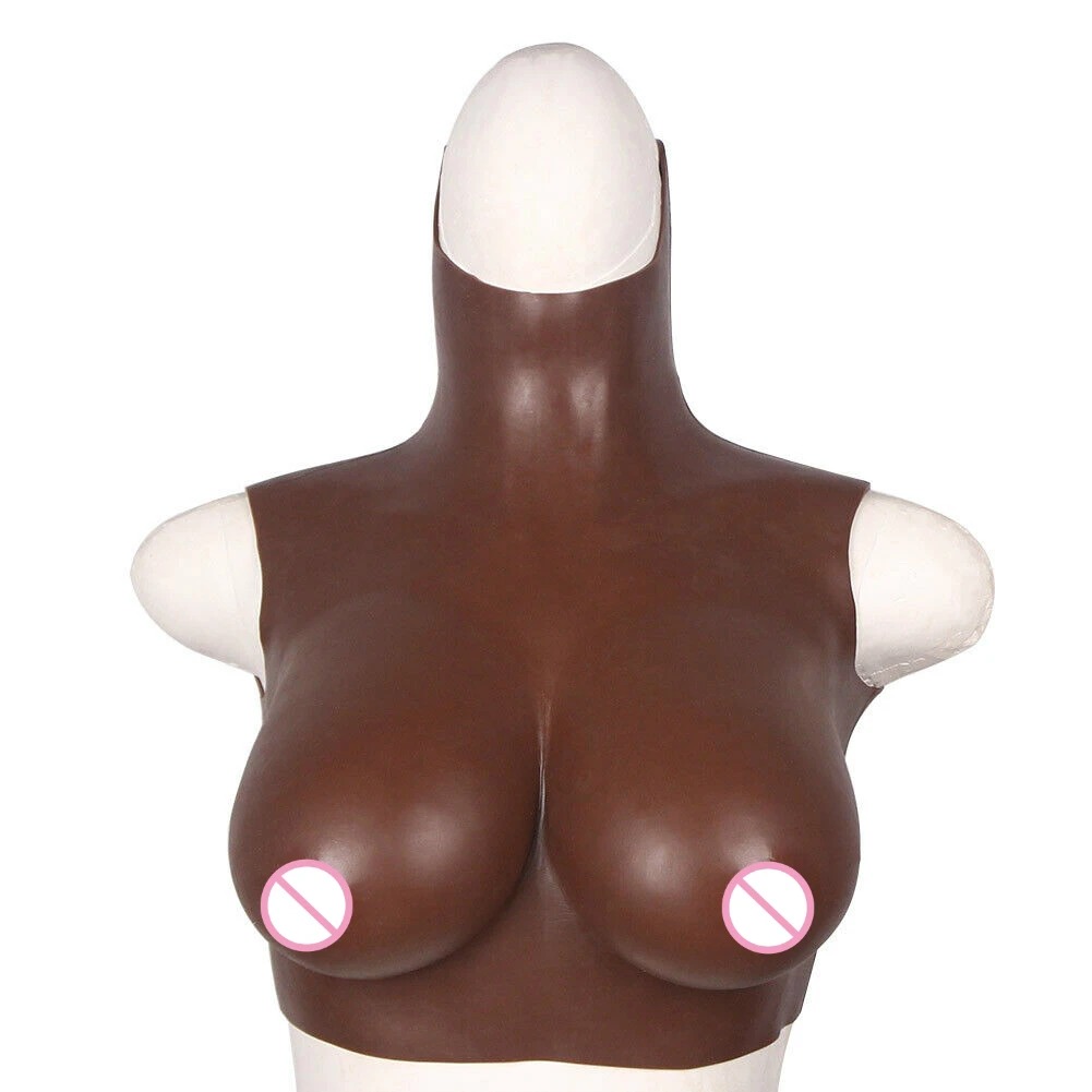 Plus Size Fashion Bras C D E Cup Silicone Breast Forms Black People Skin Crossdresser Fake Boobs