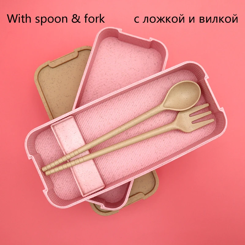 900 мл здорового материала Ланч бокс 3 слоя Пшеничная солома Bento коробки