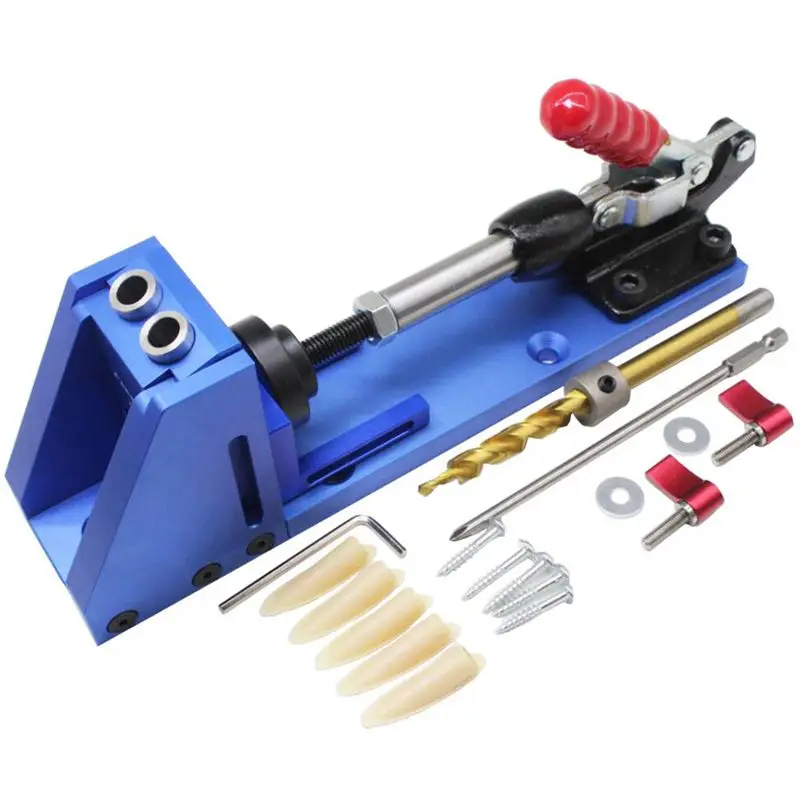 

Woodworking Guide Carpenter Kit System inclined hole drill tools clamp base Drill Bit Kit System Pocket Hole Jig Kit