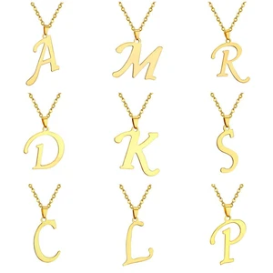 Асон сталь 26 ожерелья с буквой Нержавеющая сталь ЗолотоСеребро Цвет колье Начальная Подвеска Ожерелье для женщин Алфавит цепи ювелирные изделия бижутерия