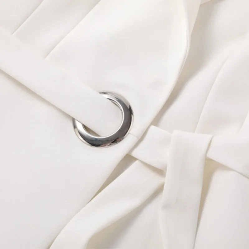 Офисный женский брючный костюм Блейзер тонкий пояс пиджак + брюки комплект из 2