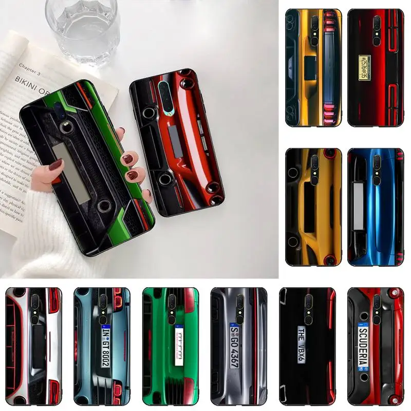 CUTEWANAN Sports Car rear license plate Newly Arrived Black Cell Phone Case For Oppo A5 A9 2020 Reno2 z Renoace 3pro Realme5Pro
