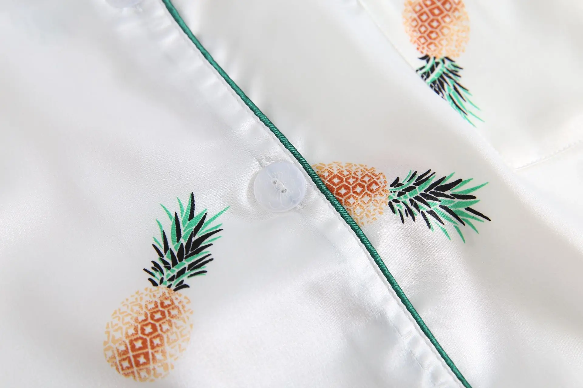 

Spring Summer Women's 7 Pieces Pajamas Sets Nightwear Flower Print Silk Pijama Satin Sleepwear Thin Homewear Home Suit