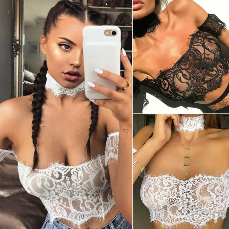 Сексуальные женские топы с открытыми плечами кружевное бандо вырезом-лодочкой