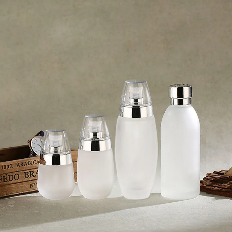 Высокое качество многоразовые бутылки с крышкой насоса белая матовая стеклянная