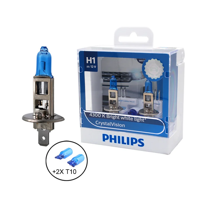 Philips H1 H4 H7 H11 9005 9006 12 В Кристальное видение 4300K яркий белый светильник галогенный
