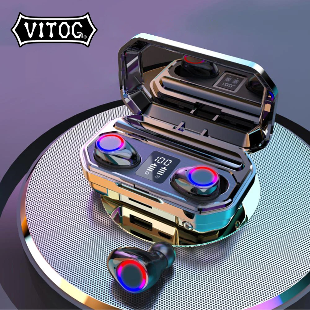 

TWS M12 Wireless headphones Bluetooth 3500mAh case Flashlight Headset LED Display IPX5 Waterproof Touch control earphone