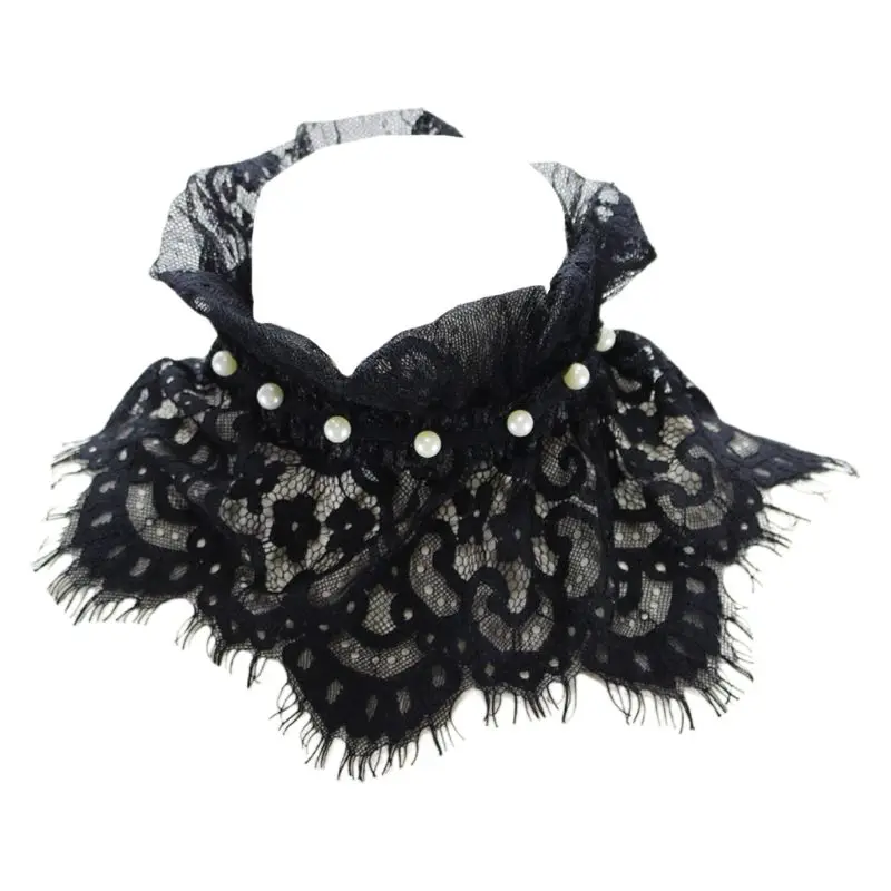 Плиссированные оборки воротник с имитацией жемчуга ожерелье чокер| |