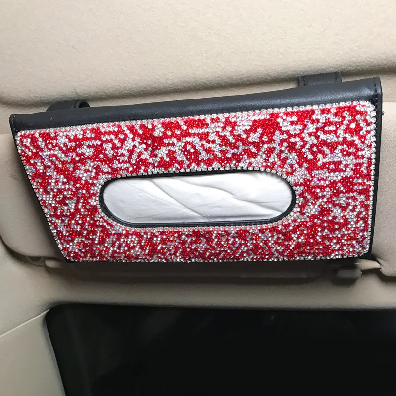 

Алмазная автомобильная коробка для салфеток, набор полотенец, автомобильный держатель для салфеток на солнцезащитный козырек, аксессуары ...