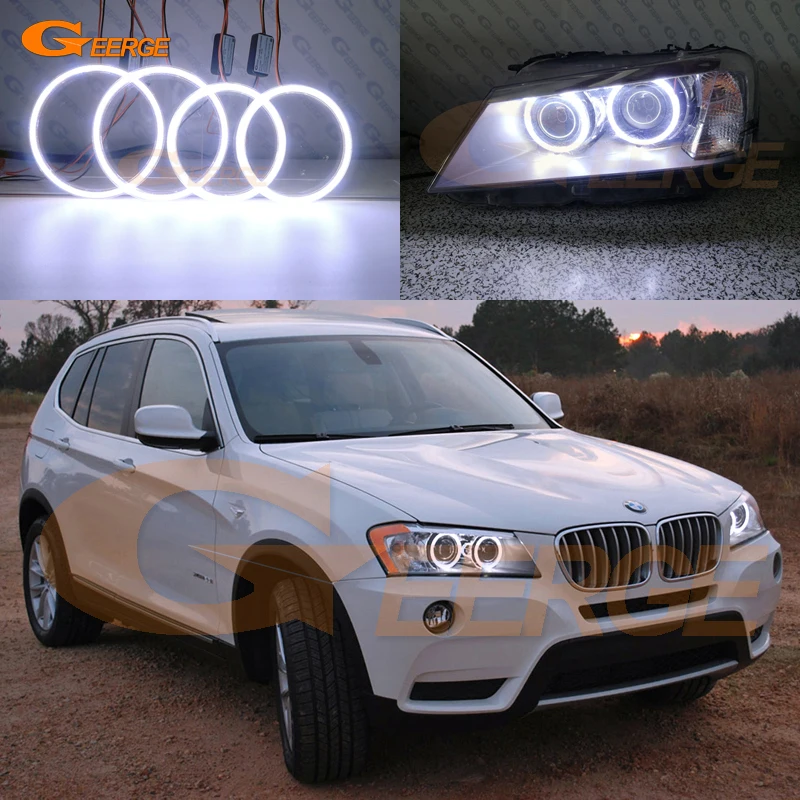 

COB led angel eyes halo rings Excellent Ultra bright quality For BMW X3 F25 2010 2011 2012 2013 2014 Pre facelift headlight