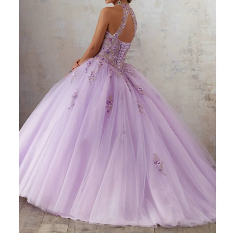 Розовое Бальное платье платья для Quinceanera иллюзионный лиф с вышивкой тюль