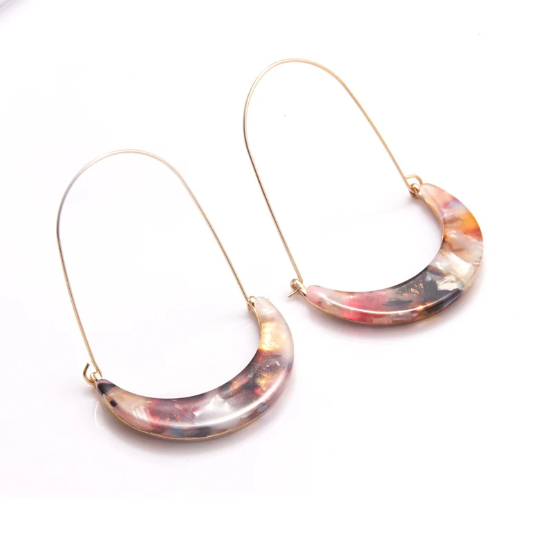 Модные леопардовые серьги Cpop в виде полумесяца для женщин акриловые висячие из