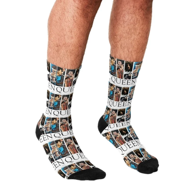 

2021 забавные мужские носки Freddie Mercury, забавные мужские счастливые носки с принтом в стиле рок, хип-хоп, уличные стильные сумасшедшие носки для ...