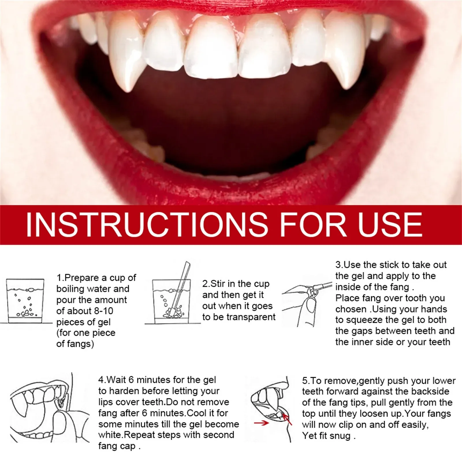 

Retractable Halloween Vampires Fangs Horrifying Vampires Fangs Teeth Dentures Cosplay Horror Props Festival Party Accessories