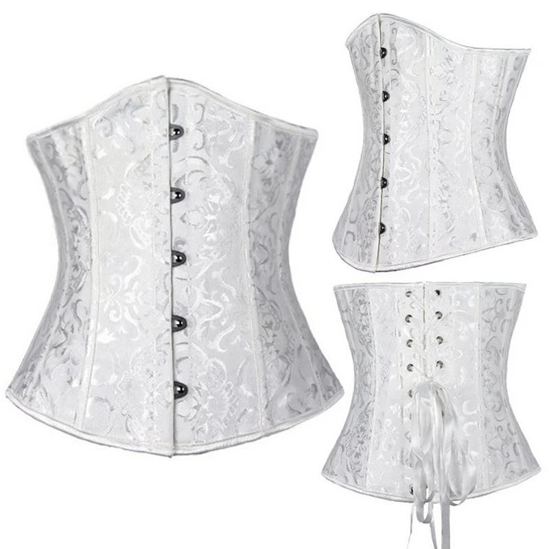 

Corset formateur en acier noir / blanc / rouge en relief corset corset corps mince shaper, sous la poitrine gothique largie