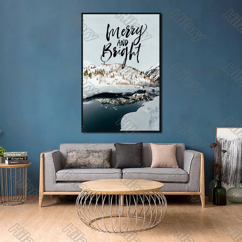

Posters Snow Mountain Top Landscape Canvas Painting and Prints Wall Art Decoration for Living Room and Bedroom 2Pcs Frameless
