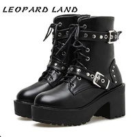 leopard land 2020 women black platform boots autumn winter classic thick thick waterproof platform high heel boots jxq 769 15