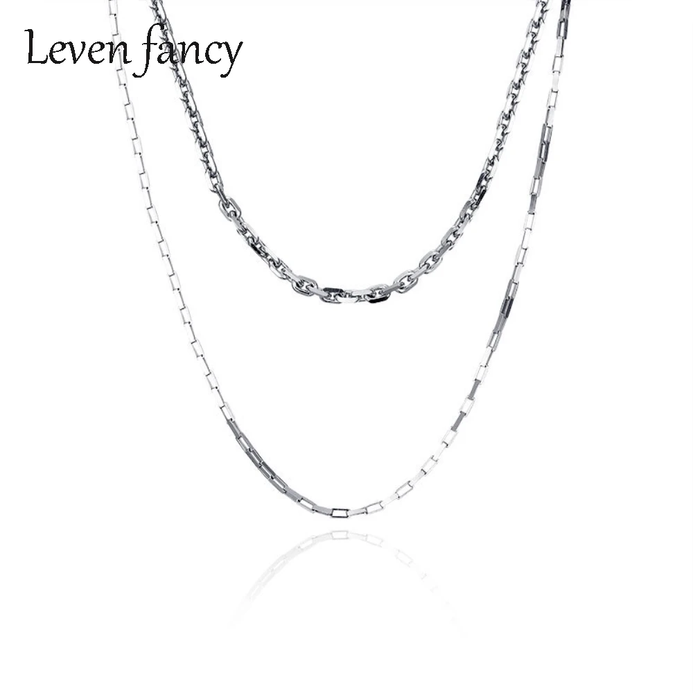 

Ожерелье-цепочка унисекс из серебра 925 пробы с двухслойными звеньями и зажимом для бумаги, ювелирное изделие для женщин, мужчин, девочек, под...