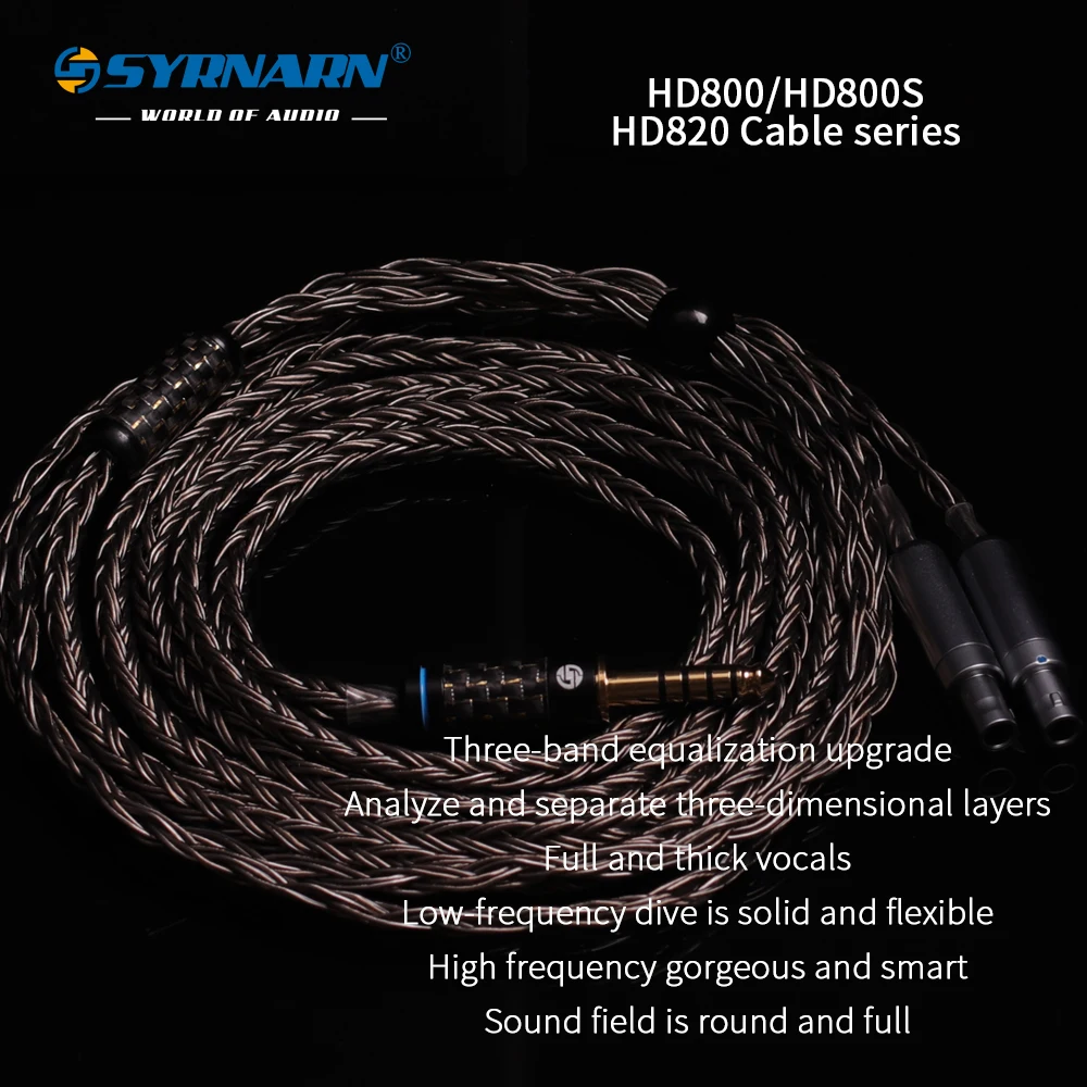 Enlarge SYRNARN S6 4Pin XLR 4.4 2.5 mm Balanced 3.5 6.35 jack 16 Cores to Headphone Earphone Cable For Sennheiser hd 800 s hd800 hd800s