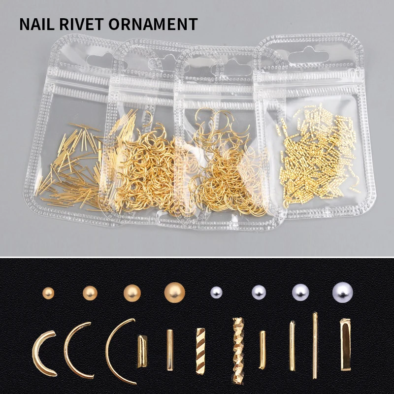 1 Bag 3D Nail Metal Rivets Silver Nails Flat Bottom Beads Mini Size Multi Patterns Art Decorations Design Tool | Красота и здоровье