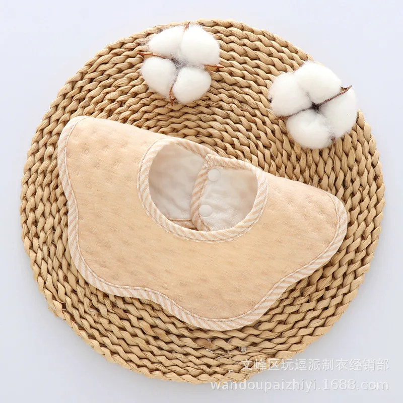 Newborn  Baby Color Cotton Simple Cotton Warm Saliva Towel Bib 360 Degree Baby Petal Bib Male and Female Baby Feeding Apron Bib images - 6