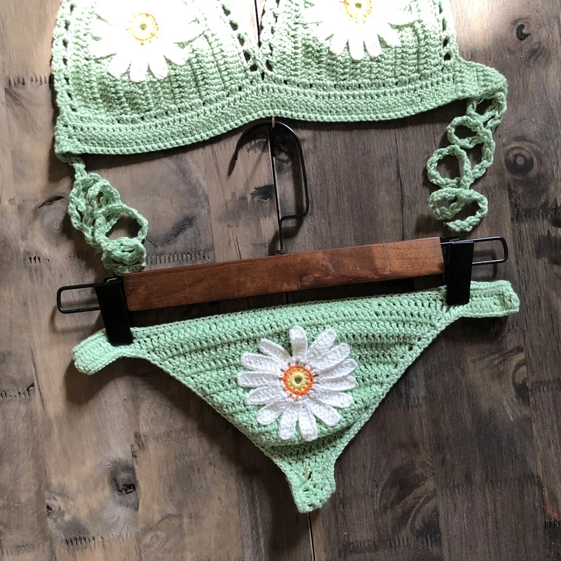 Сексуальное маленькое бикини нижнее белье стринги купальники ручной вязаные