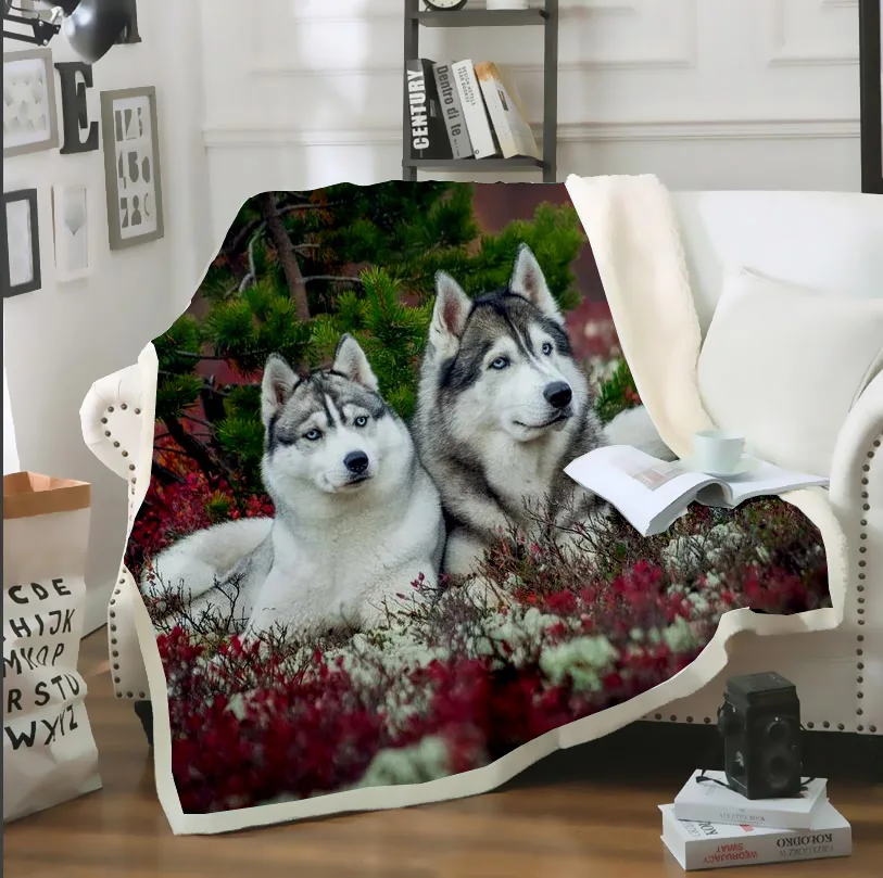Постельные принадлежности Сибирский хаски шерпа пледы одеяло Мода 3D печать Harajuku