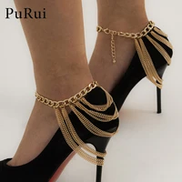 boho multi chain beach tassels anklet for women thick link chain turkish anklets bracelet for party barefoot sandal foot jewelry