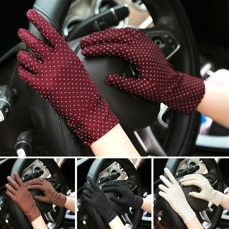 

1 Pair New Fashion Sun Protection Wrist Gloves Dot Elastic Mittens Lady Gloves Knitted Fabric Vintage Party Lady Short Gloves