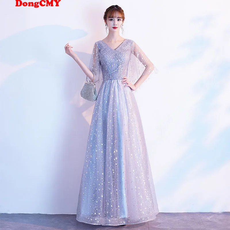 Новое длинное торжественное вечернее платье с v-образным вырезом и DongCMY Robe De Soiree