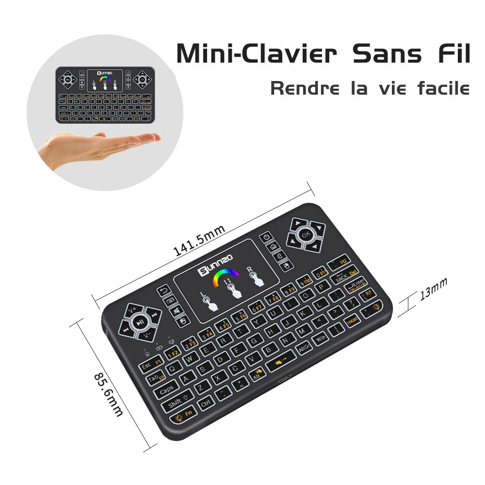 Q9 2 4 GHz мини беспроводная клавиатура с Цветной подсветкой Сенсорная панель Fly Air