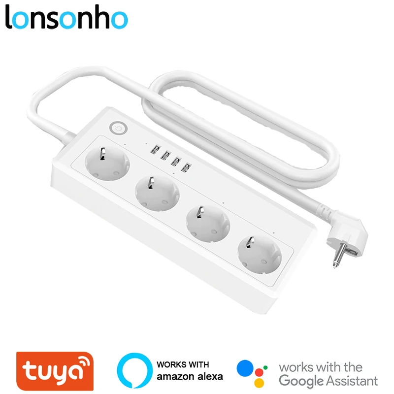 Lonsonho Tuya мульти Wifi смарт Мощность удлинитель розетка USB ЕС Великобритания США