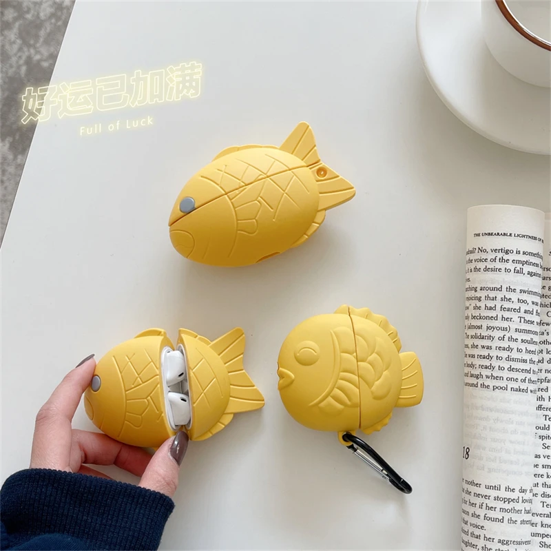

Japan Cute Cartoon 3D Taiyaki Case For AirPods 3 2 1 Pro Box Soft Silicone Wireless Bluetooth Earphone Protective Cover Funda