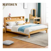 German Beech Wood Bed 1.8m 1.5 Double Bed Nordic Japanese Bedroom Low Beds For Children All Solid Wood  Furniture Set