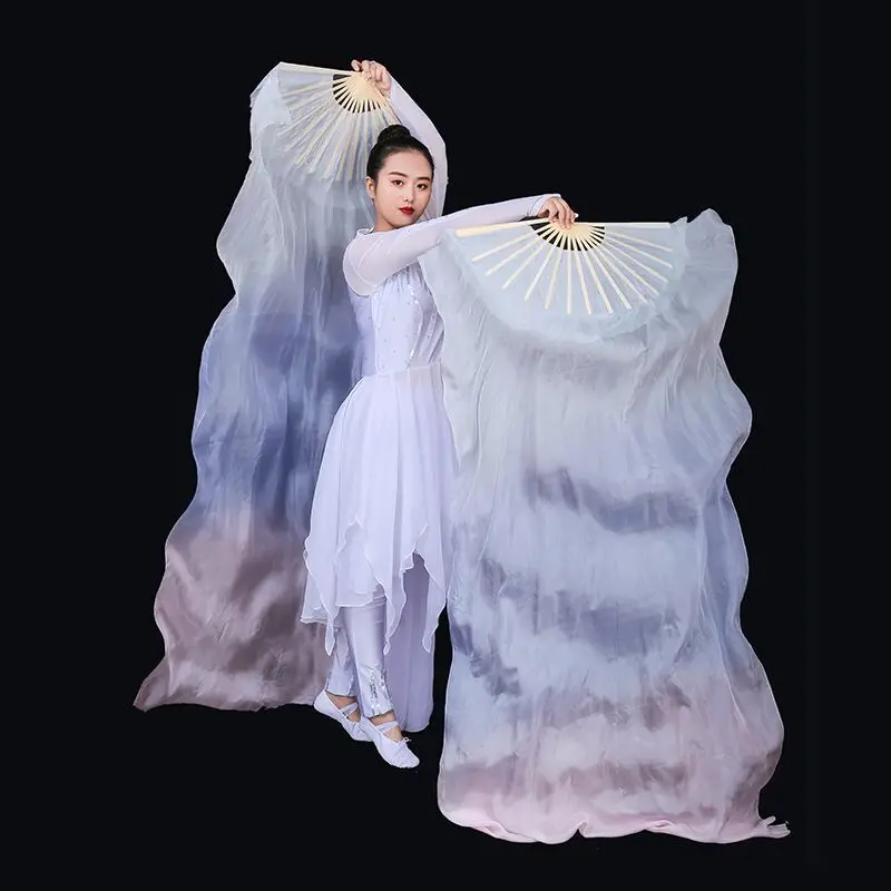 New Arrival Customized Women Silk Belly Dance Fan Veils Peacock Vertical Gradient Light Pair 1.8mx0.9m (70&quotx35&quot) | Тематическая
