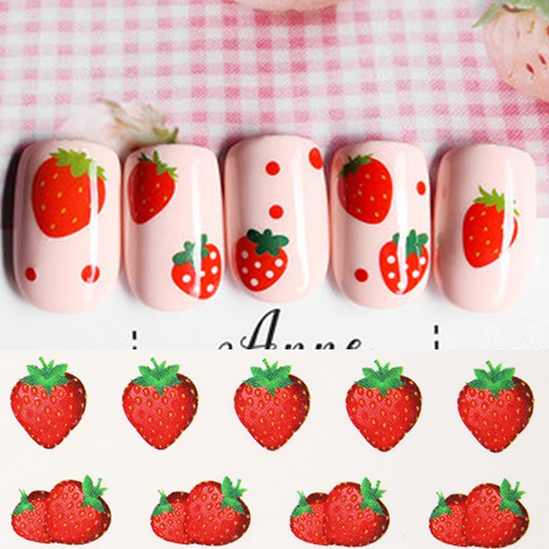 Цветные наклейки на ногти цветы фрукты перья смешанные узоры переводные для