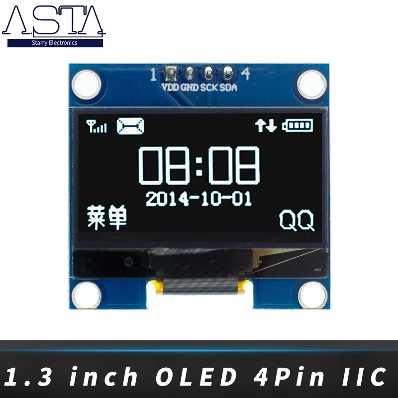 Модуль O LED 1 3 дюйма RoHS белый/синий SPI/IIC I2C Коммуникационный цвет 3x64 светодиодный
