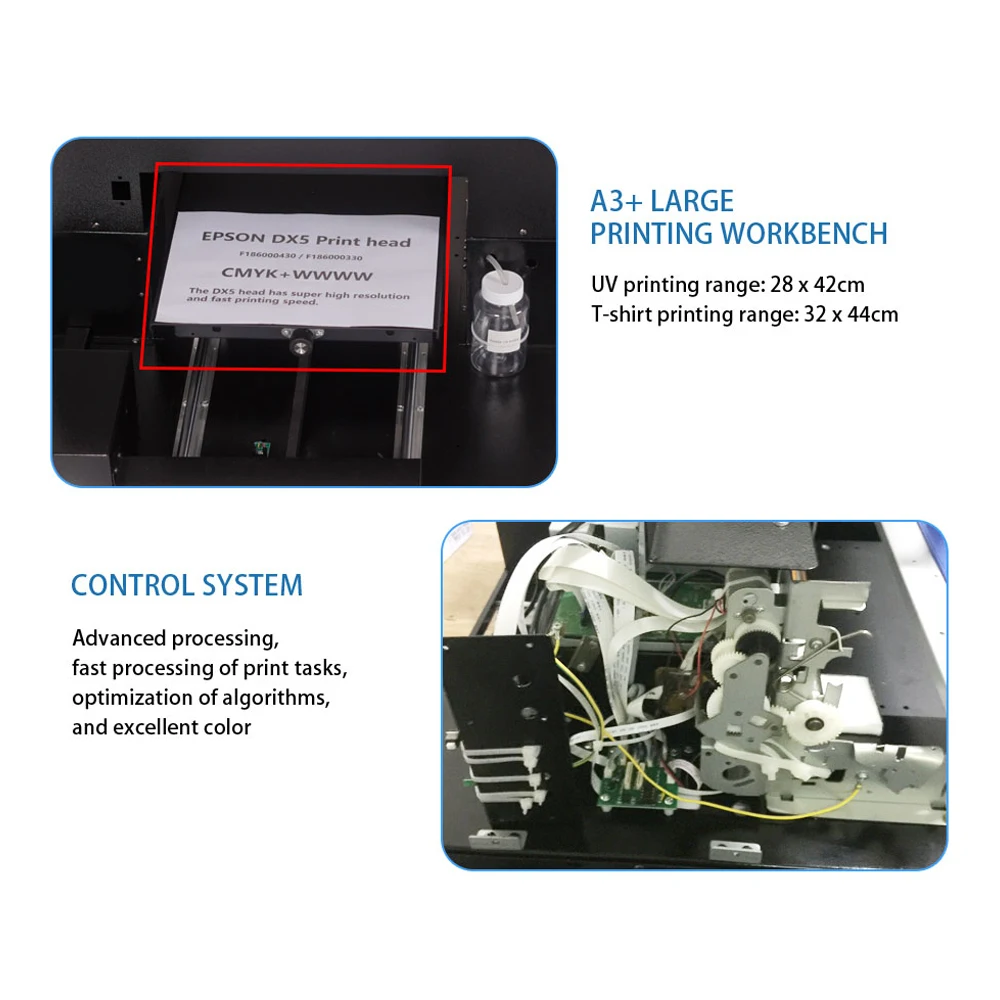 3D embossed UV printer A3 size inkjet used in mobile phone shell with flat-panel enterprise printing processing equipment