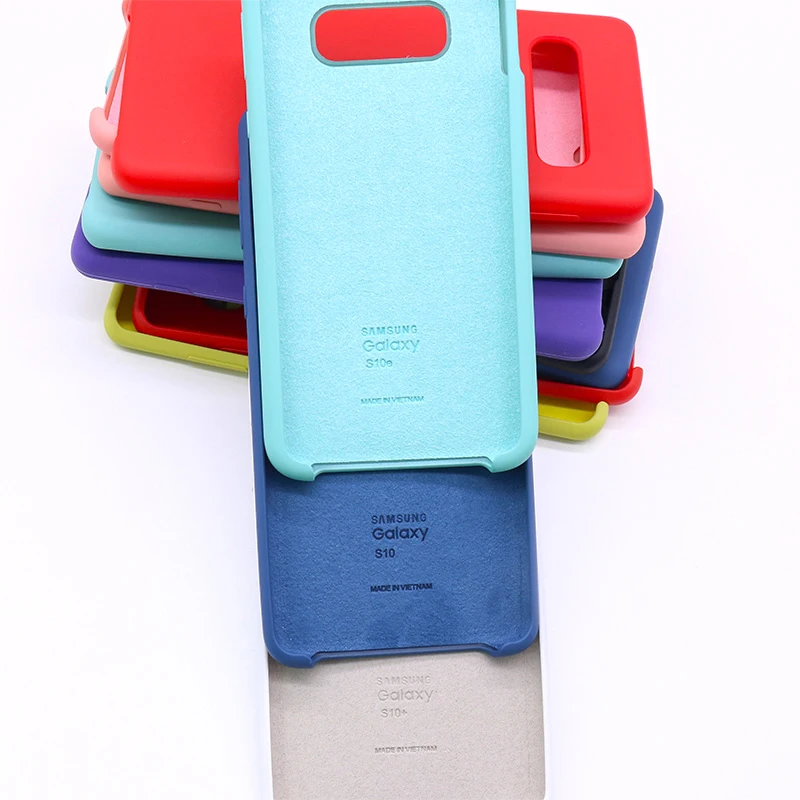 Оригинальный чехол для Samsung Galaxy S10 Plus из жидкого силикона шелковистый мягкий на