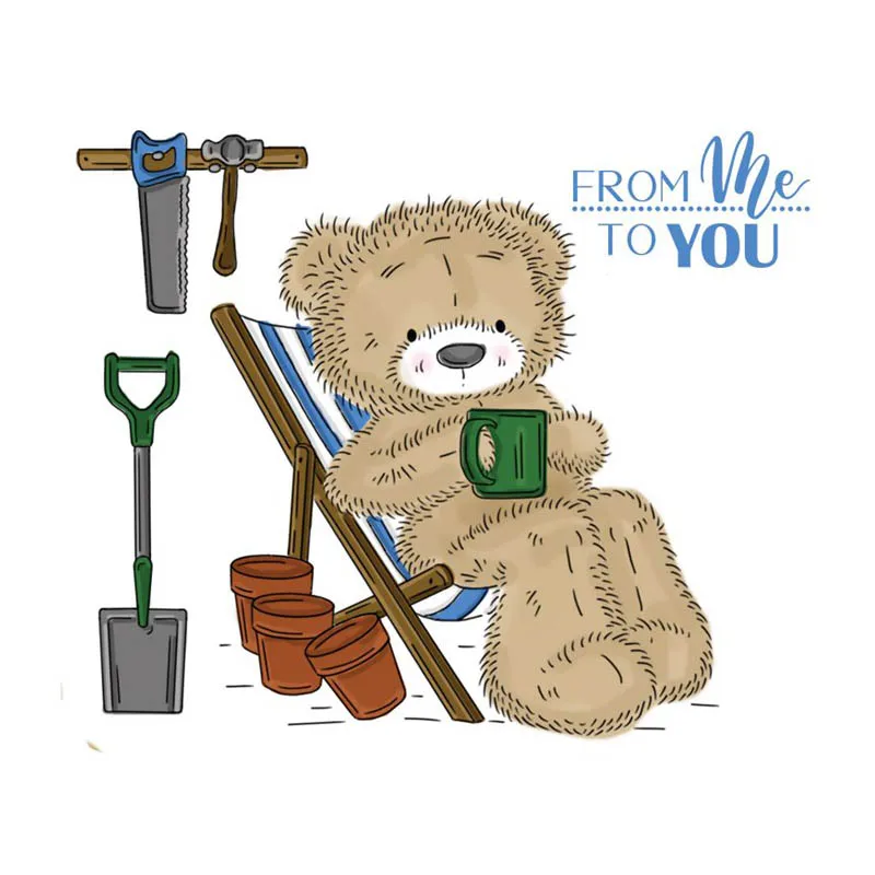 Прозрачные штампы с милыми животными и маленьким медведем для скрапбукинга