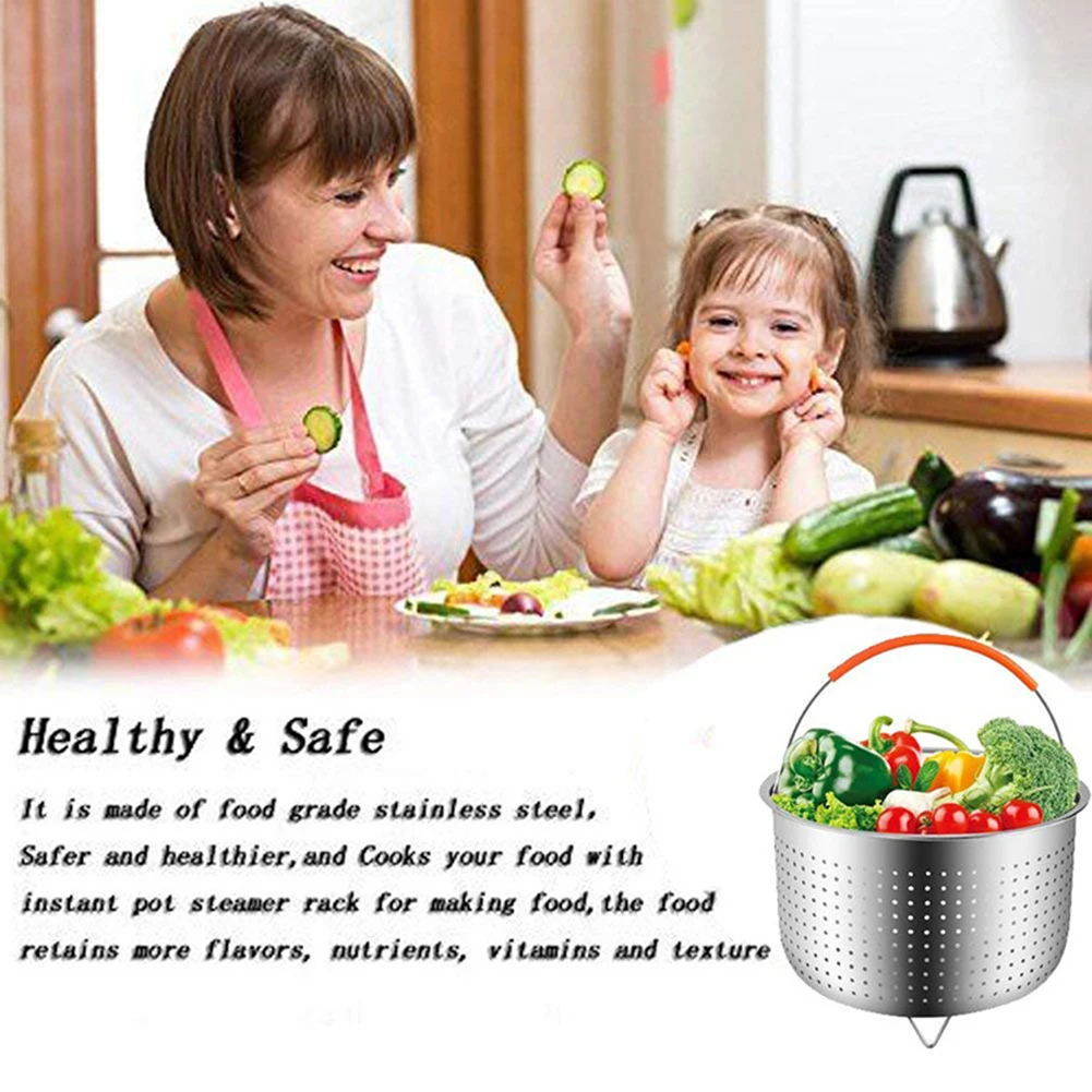 

Multifunctional Durable 304 Stainless Steel Steamer Basket for Instant Pot Pressure Cooker with Silicone Covered