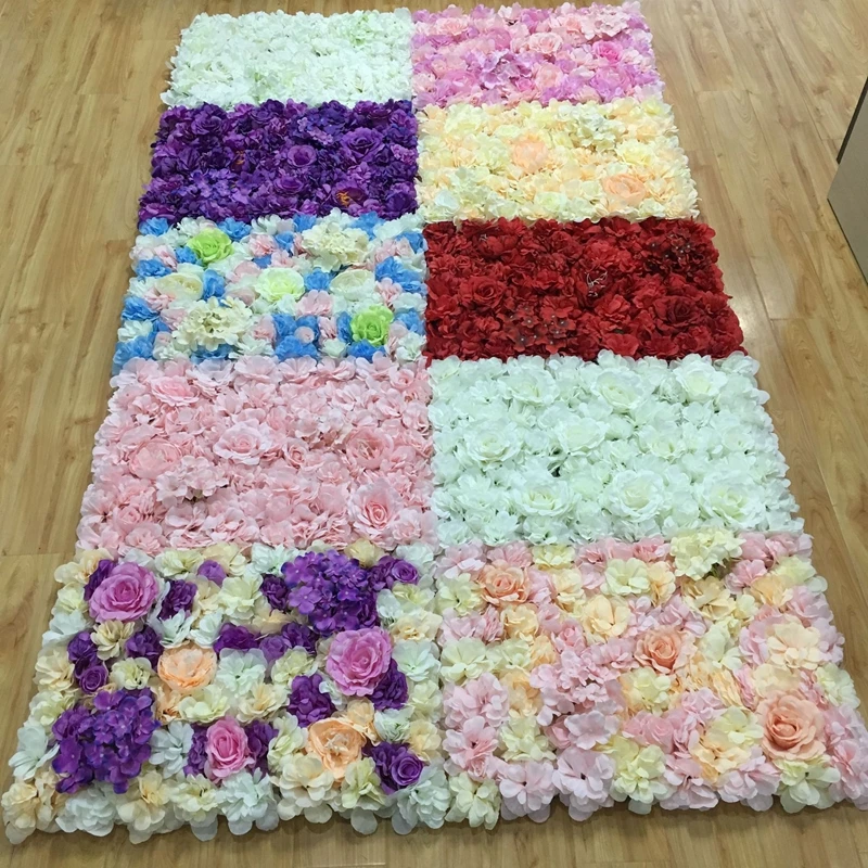 Высокая плотность цветок стены 40x60 см шелковые искусственные цветы розы романтический для свадебного фона украшения 13 цветов