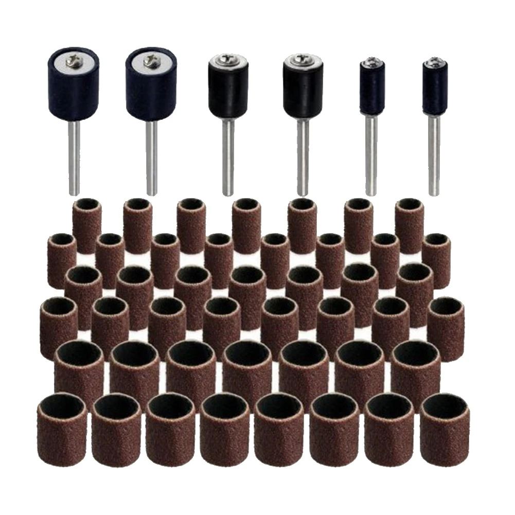 

51pcs Mandrels Groove Rotary Tools Sandpaper Abrasive 120 Grit Sander Drum Sanding Kit Rust Removal Shank Band Metal Polishing