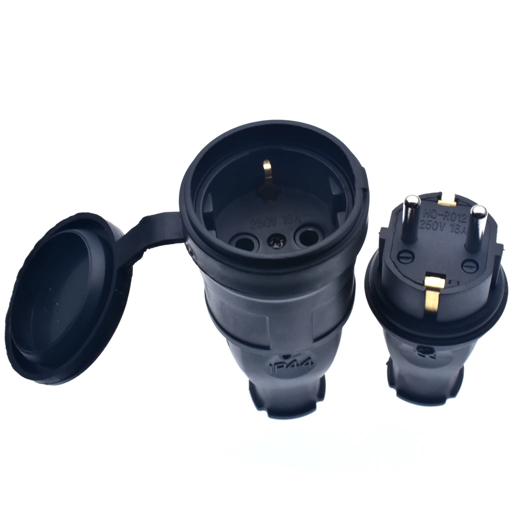 Резиновый водонепроницаемый штекер ЕС Электрический Заземленный Европейский
