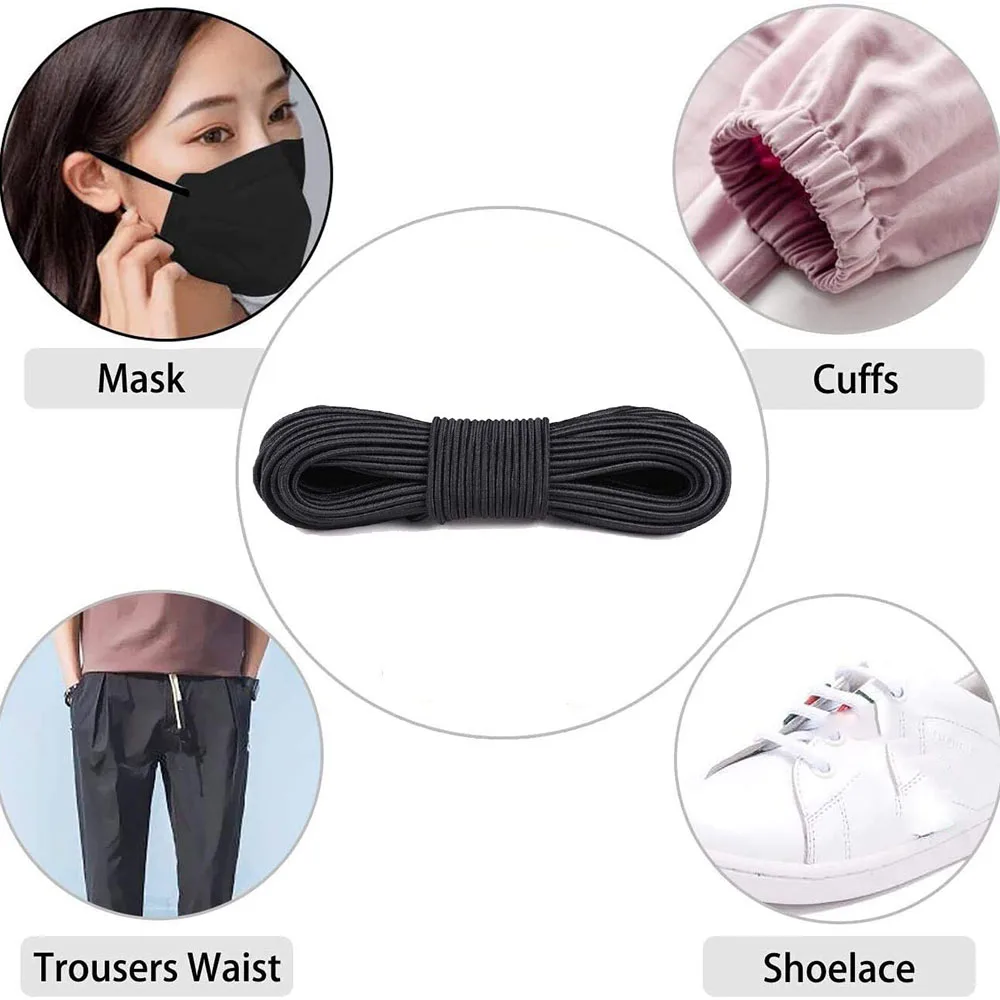 10/50 ярдов Эластичная лента ушной шнур ручной работы веревка Прошитая резиновая