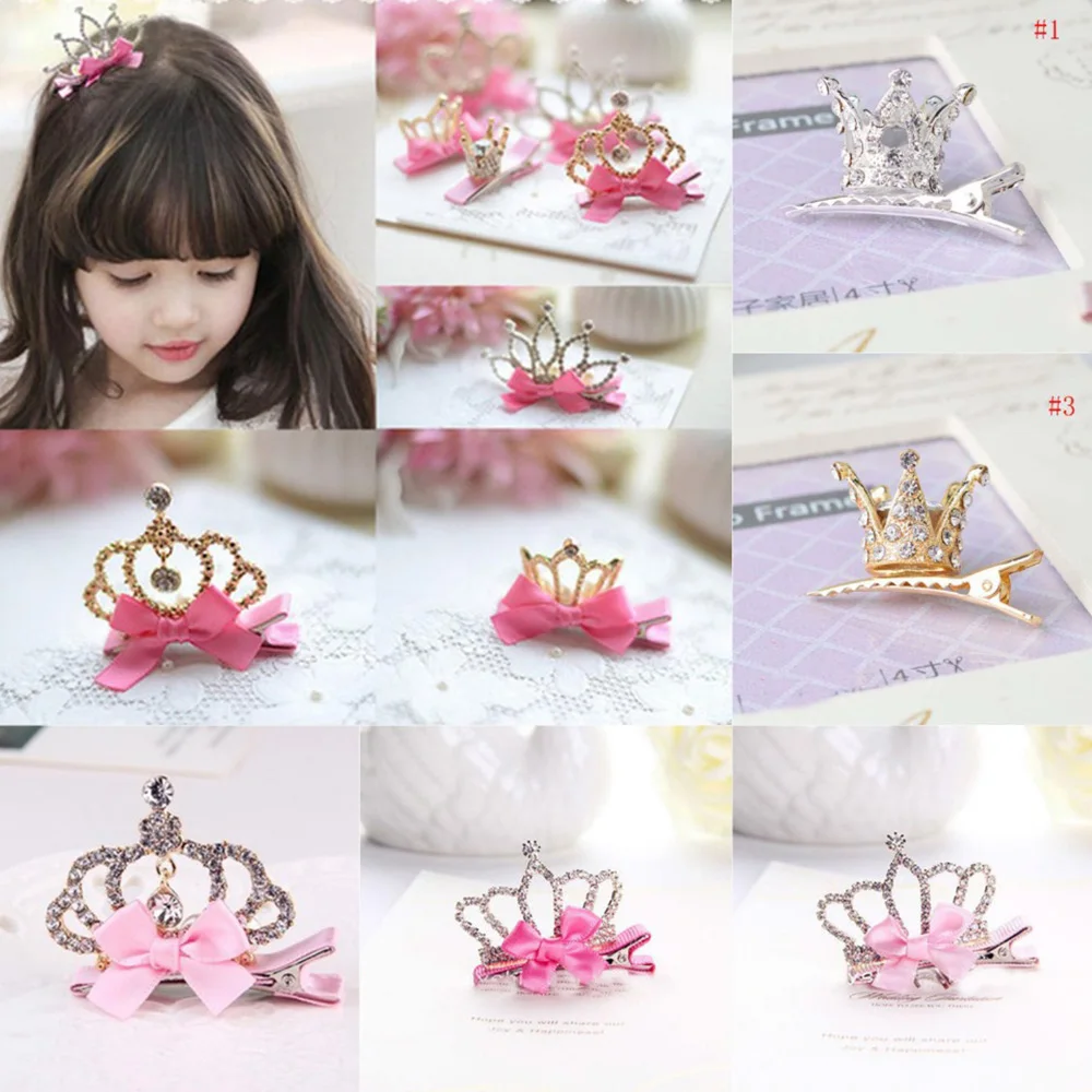 1 шт. Детские блестящие заколки для волос в виде короны | Красота и здоровье