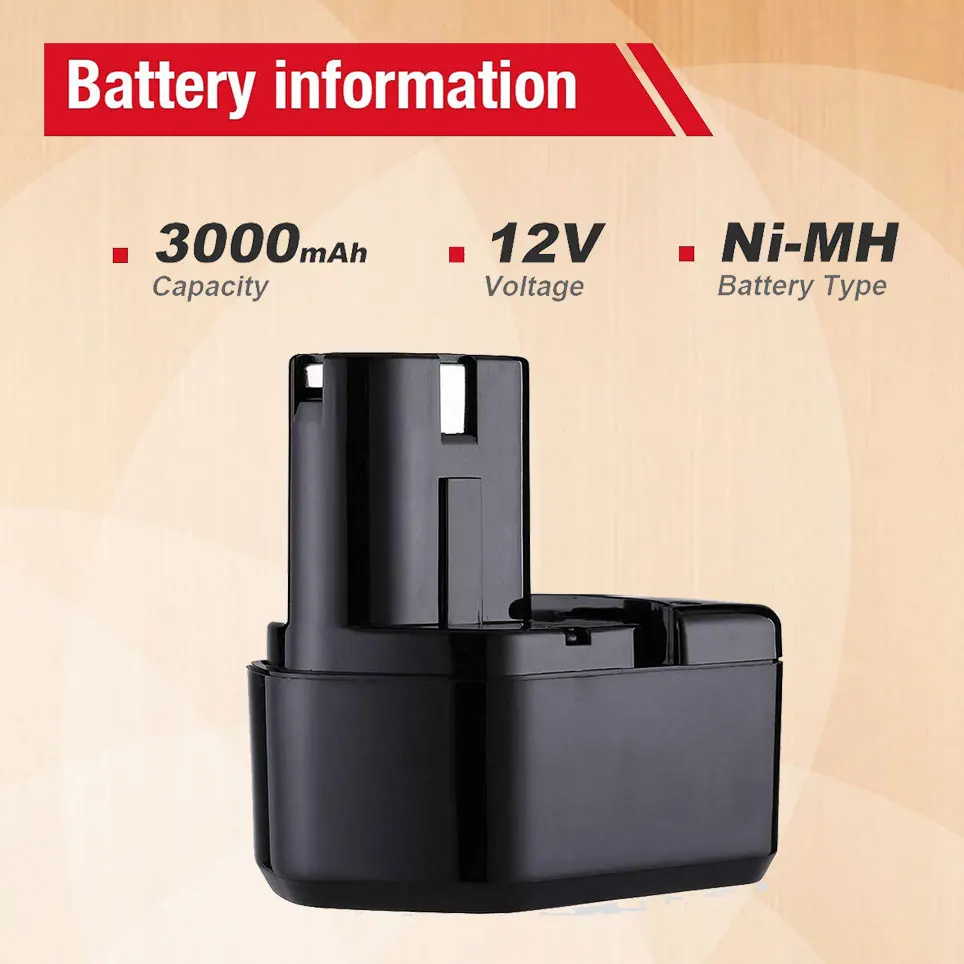 

2 Packs 12V 3000mAh Battery for Hitachi EB1214S EB1212S EB1214L Eb1220bl Eb1220hl Eb1220hs Eb1220rs Eb1222hl Eb1226hl Eb1230hl
