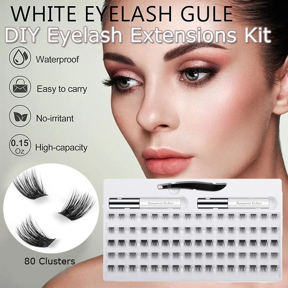 

Extensions Volume Lashes C Curl 10~14mm Glue Bonded Band 3D Individual DIY Eyelash Extensions Kit Fluffy Natural