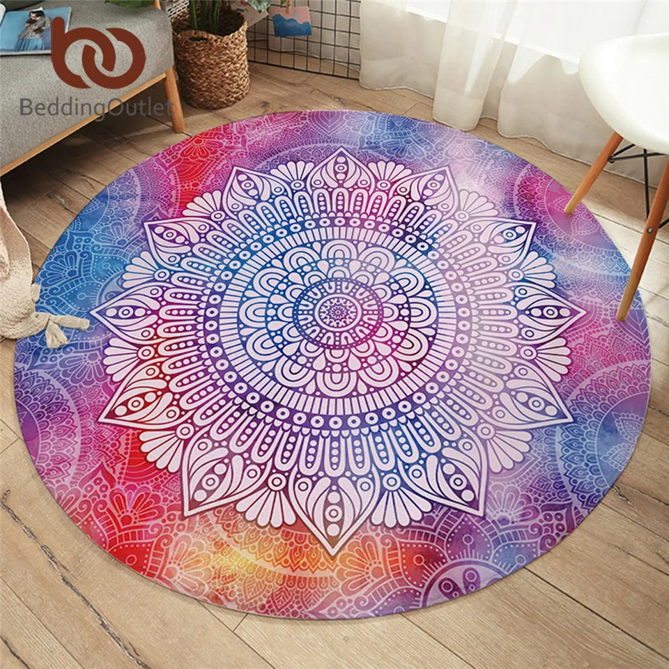 BeddingOutlet коврики с рисунком мандалы богемный круглый ковер для девушек спальни